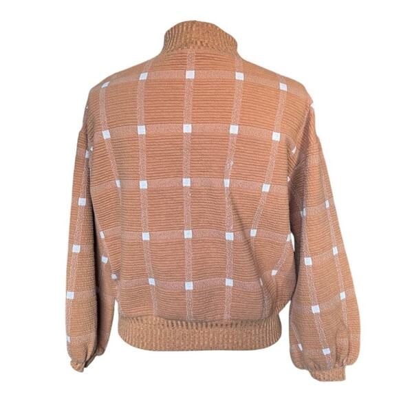 Anthropologie Porridge Caramel Textured Square Printed Sweater, Size XS - Picture 3 of 4
